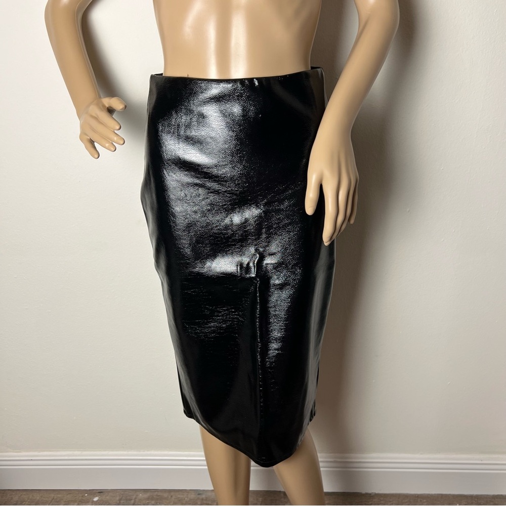 Black Faux Leather Pencil Skirt